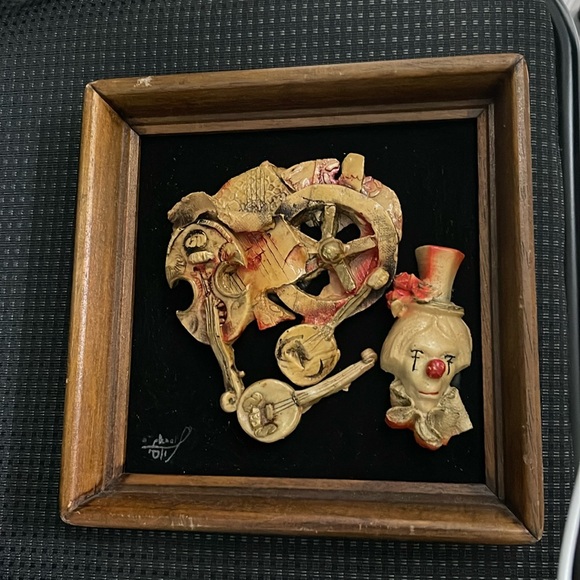 Framed Art 3 D Clown, Violin, Mandolin - Picture 1 of 1